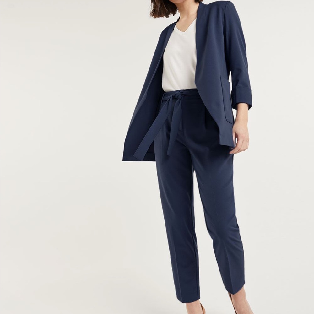 High rise crepe sash ankle pants - 10